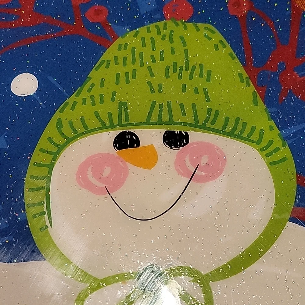 Placemats 6 vinyl vintage sparkling Mr. Mrs. snowman  EUC